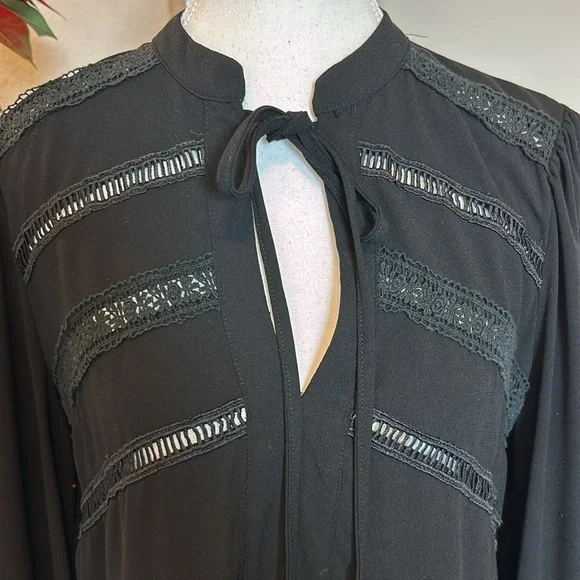 PINCH | Black Chiffon Tiered Long-Sleeve Dress | Medium - Picture 4 of 14